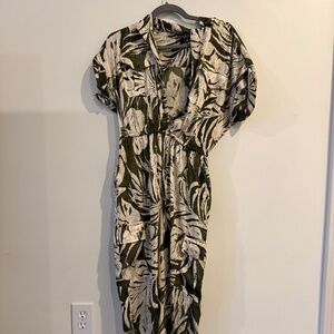 Lauren Ralph Lauren Twill Notch Collar Short Sleeve Drawstring Hem Jumpsuit